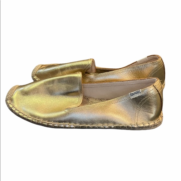 Soludos Metallic Gold Espadrilles Sz 10